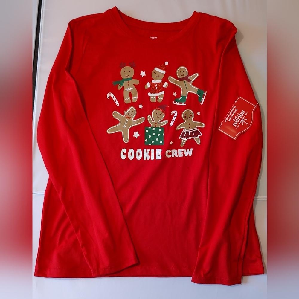 Holiday Time Girls Size XXLarge (18) Long Sleeve Christmas Graphic Tee Shirt